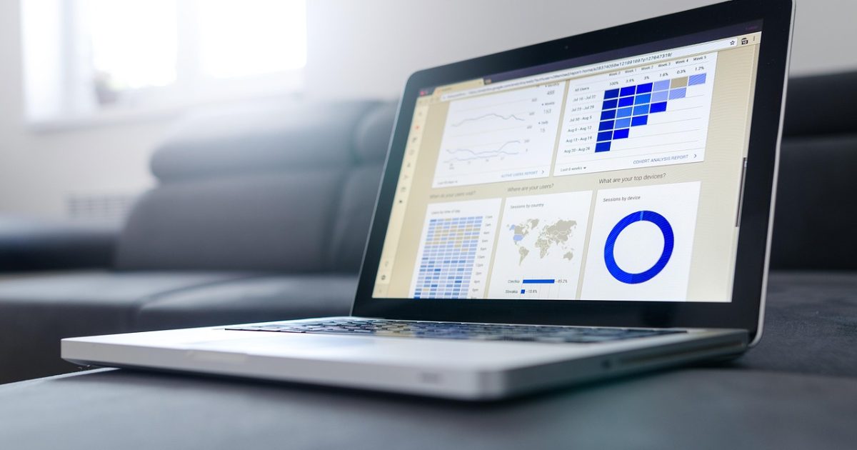 Statistics and a dashboard on a laptop, diagnosing a CV’s ATS score